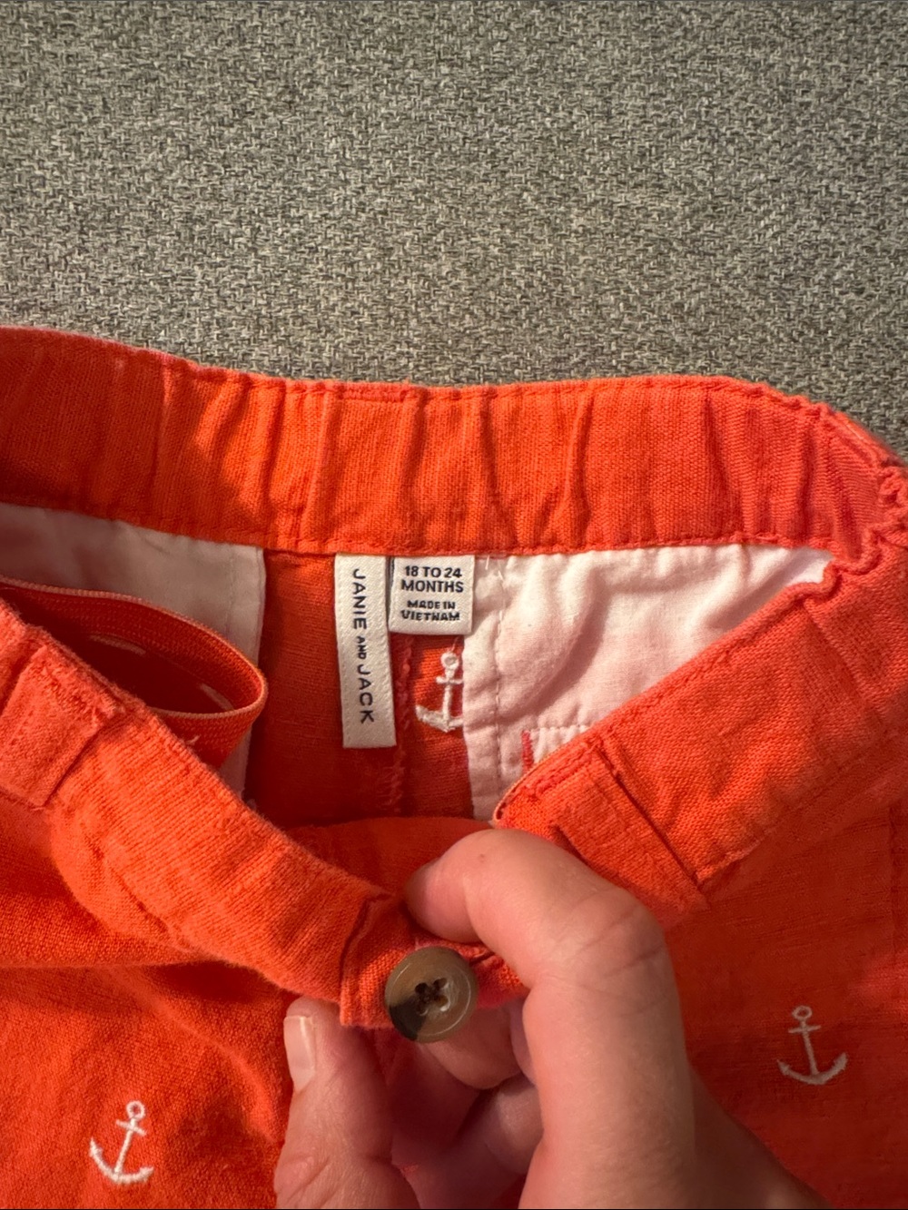 5/$15- Janie and Jack Coral Red Anchor Embroidered Pull-On Shorts - Picture 2 of 3
